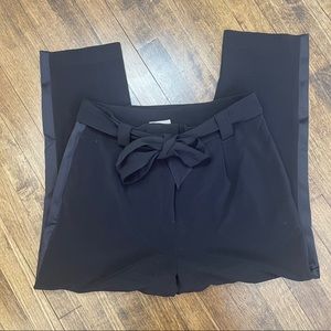 H&M Black Wide-cut Tie-Belt Pants